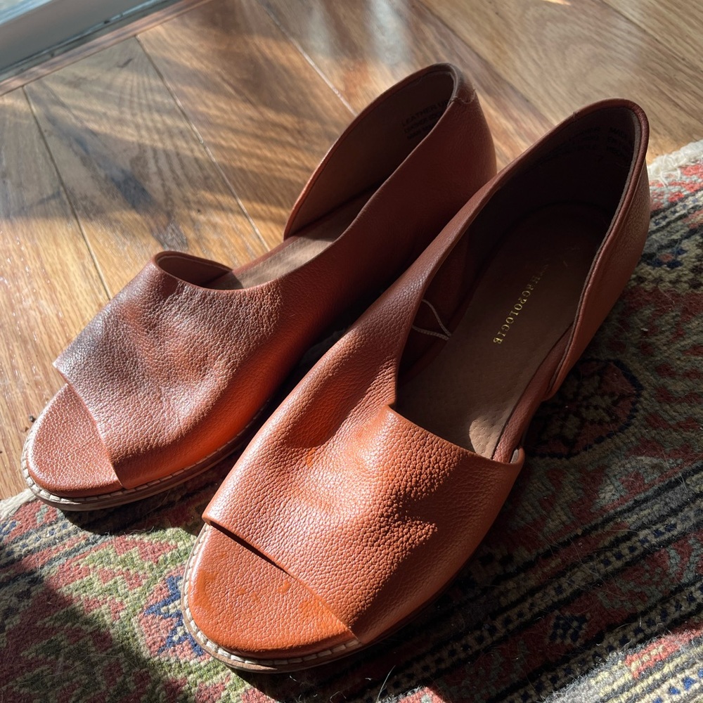 Anthropologie Leather Side Cutout Flats